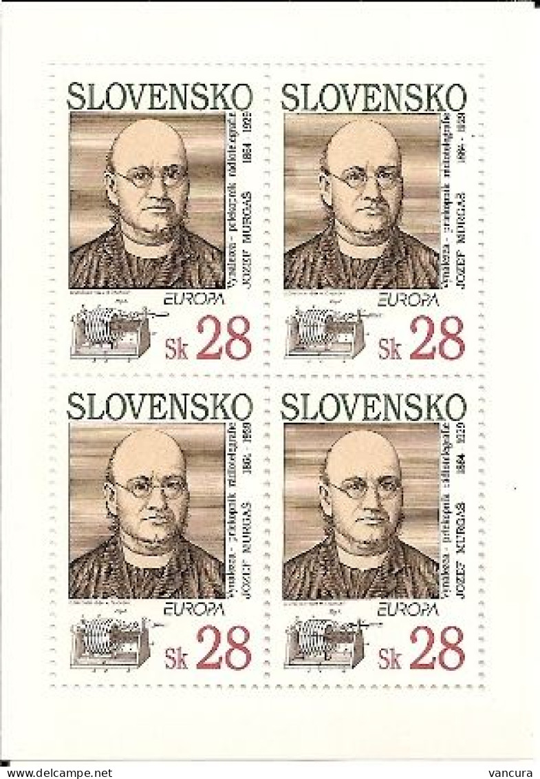 ** A 30 Slovakia EUROPA 1994 Sheet Jozef Murgas, Inventor Of Radiotelegraphy - 1994