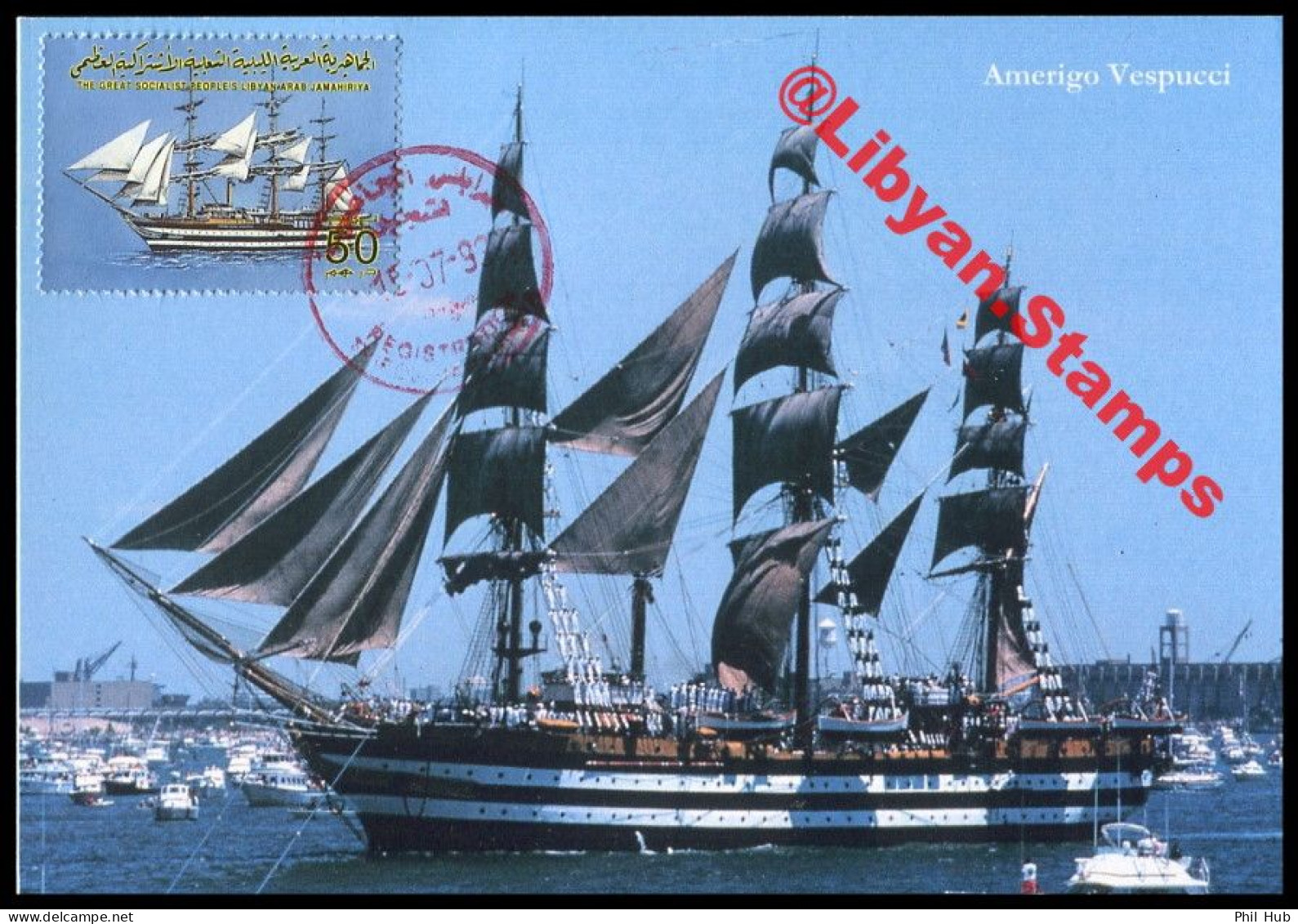 LIBYA 1993 "Amerigo Vespucci" Tall Ship Italy Marina Militare Italian Navy Ships (maximum-card) - Maritiem