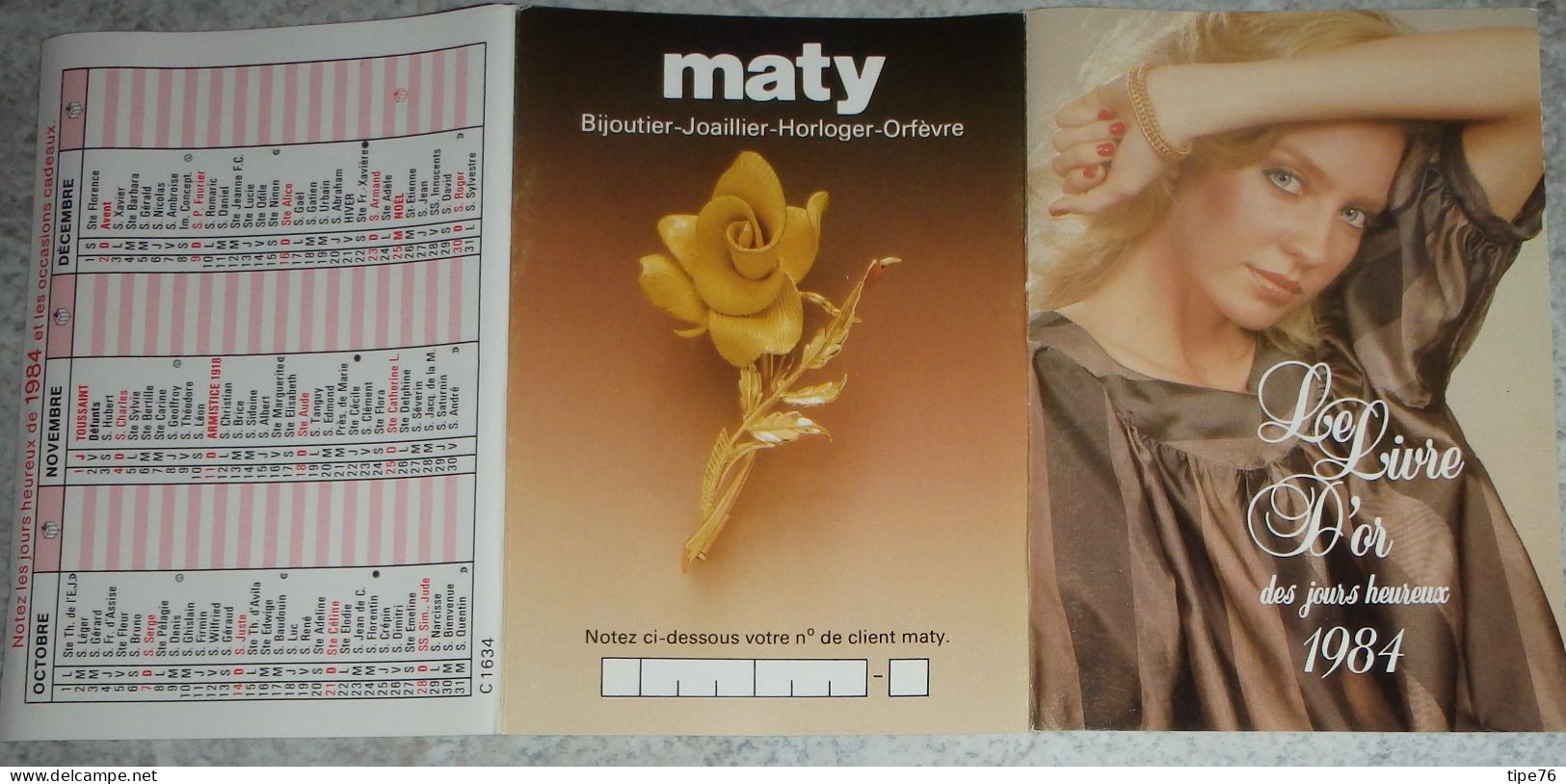 Petit Calendrier De Poche 1984 Maty  Bijou Bijoutier  Le Livre D'or Des Jours Heureux - Klein Formaat: 1981-90