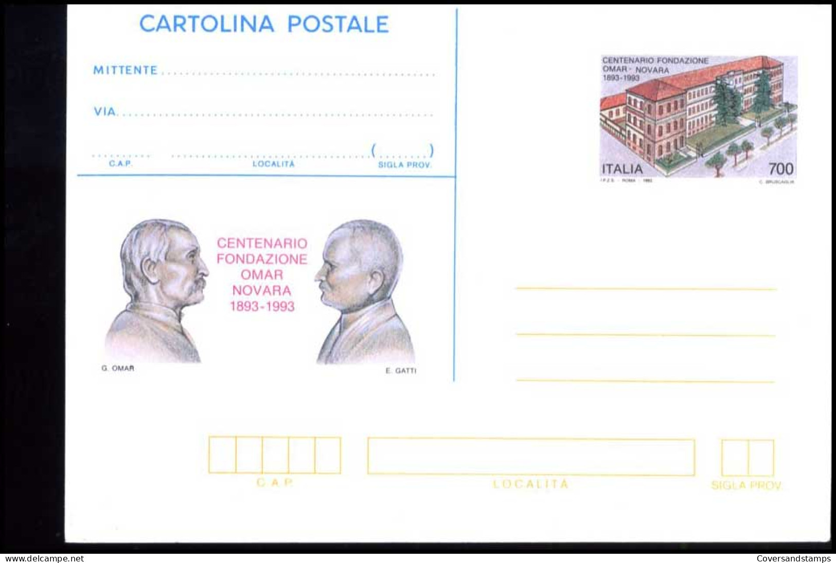 Italië - Postkaart - Centenario Fondazione Omar Novara               - Stamped Stationery