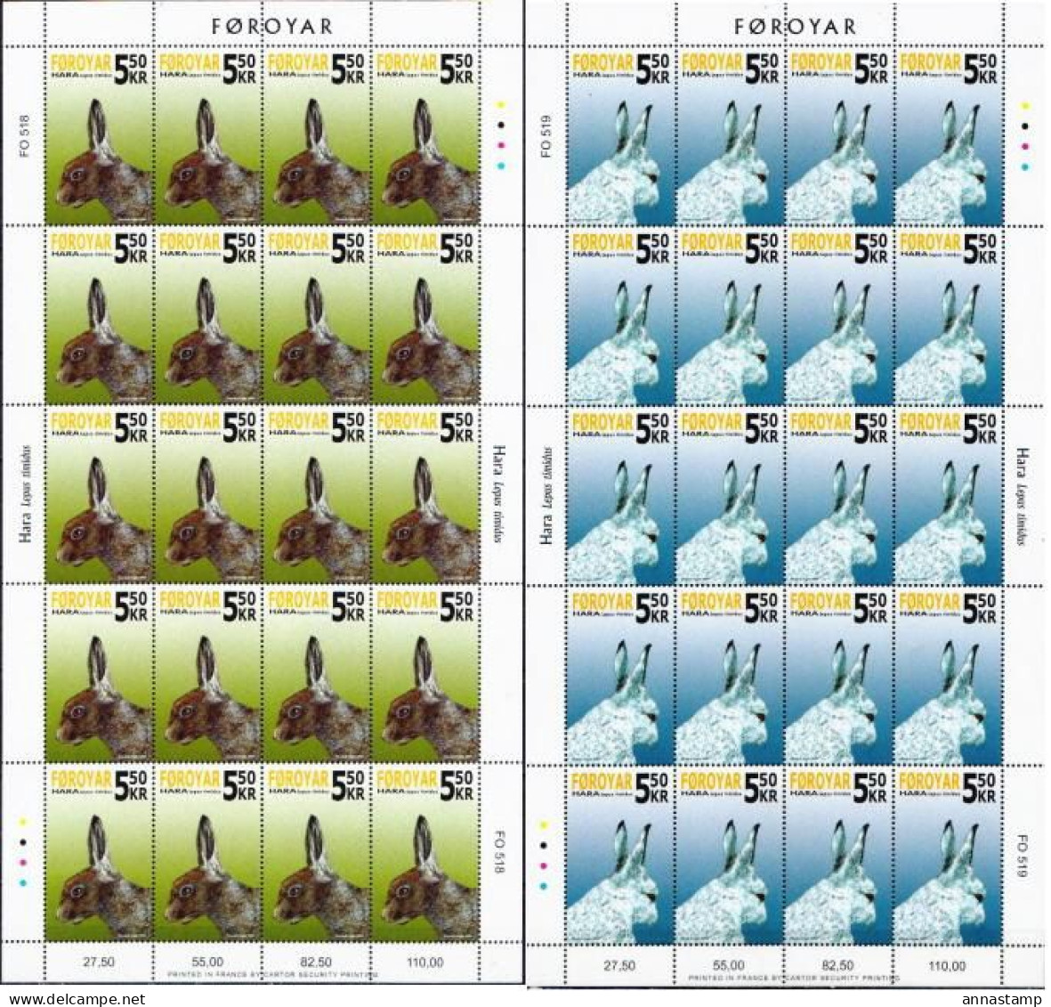 Faroe Islands MNH Pair In Sheetlets - Lapins