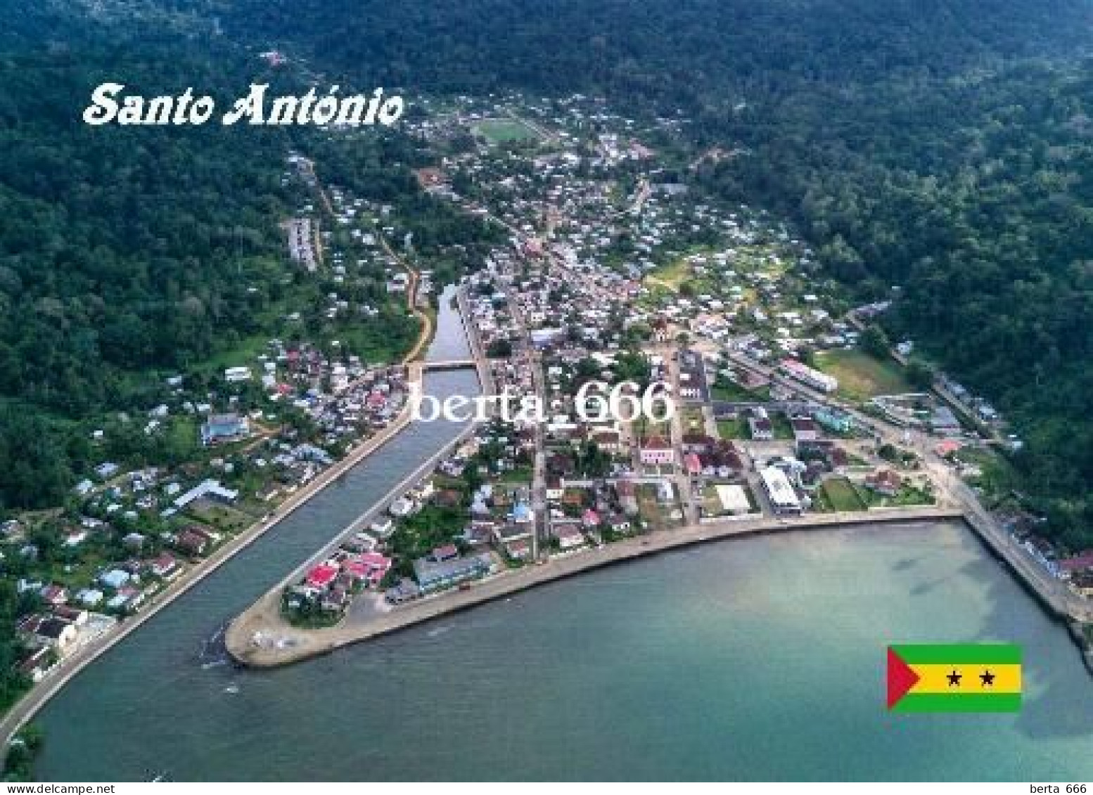 Principe Island Santo Antonio Aerial View Sao Tome And Principe New Postcard - São Tomé Und Príncipe