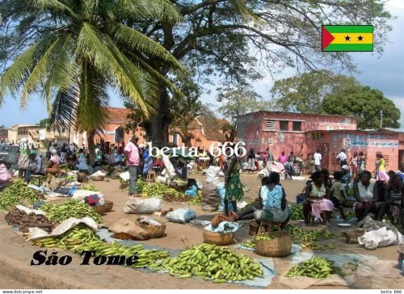 Sao Tome And Principe Sao Tome City Street Market New Postcard - São Tomé Und Príncipe