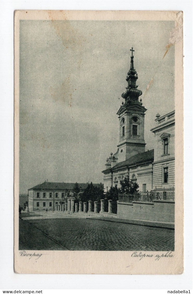 1920s KINGDOM OF SHS,SERBIA,BELGRADE,CATHEDRAL,SABORNA CRKVA,POSTCARD,USED,ZAGREB ISSUE - Yugoslavia