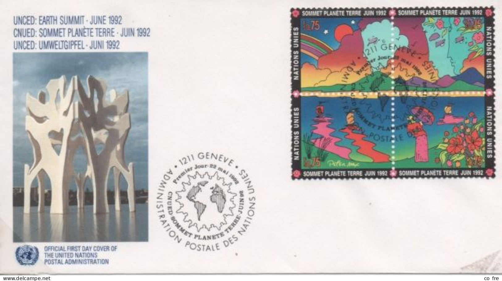 ONU: Sommet De La Terre, Juin 1992, Enveloppes 1er Jour De Genève, Vienne Et New-York - VN