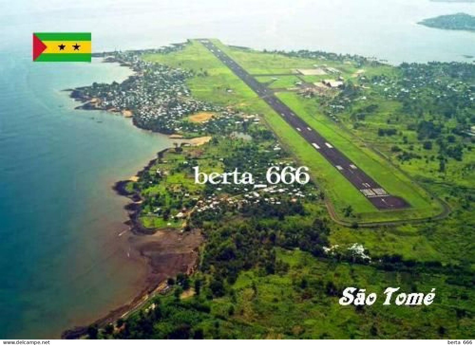 Principe Island Aerial View Sao Tome Runway New Postcard - Sao Tome Et Principe