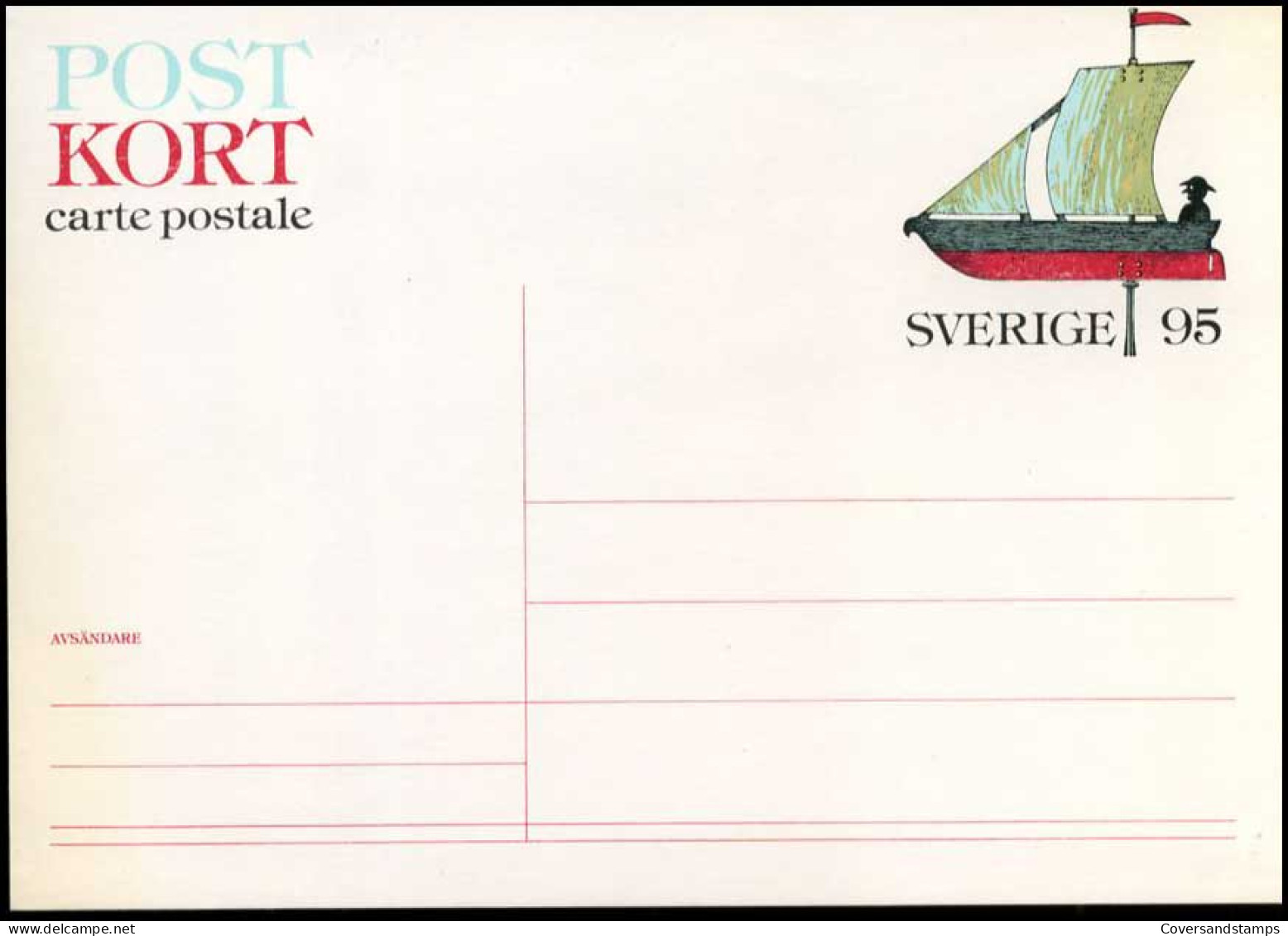  Zweden - Zeilboot - Postwaardestukken