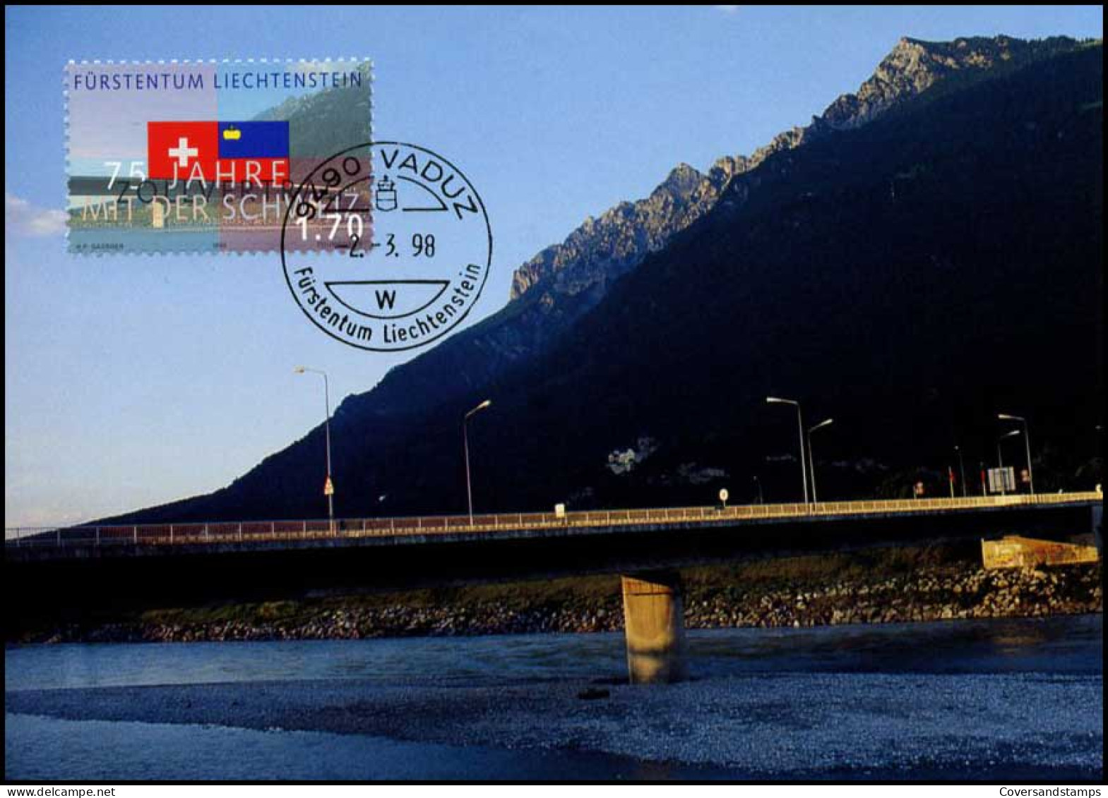  Liechtenstein - MK -  75 Jahre Zollvertrag - Maximumkaarten