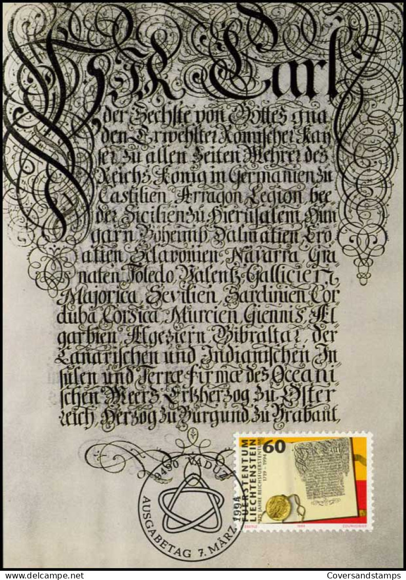  Liechtenstein - MK -  275 Jahre Reichsfürstentum Liechtenstein - Cartes-Maximum (CM)