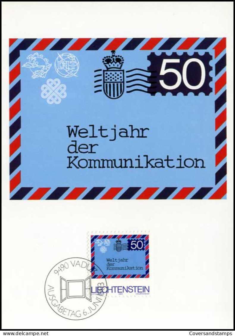  Liechtenstein - MK - Weltjahr Der Kommunikation - Cartas Máxima