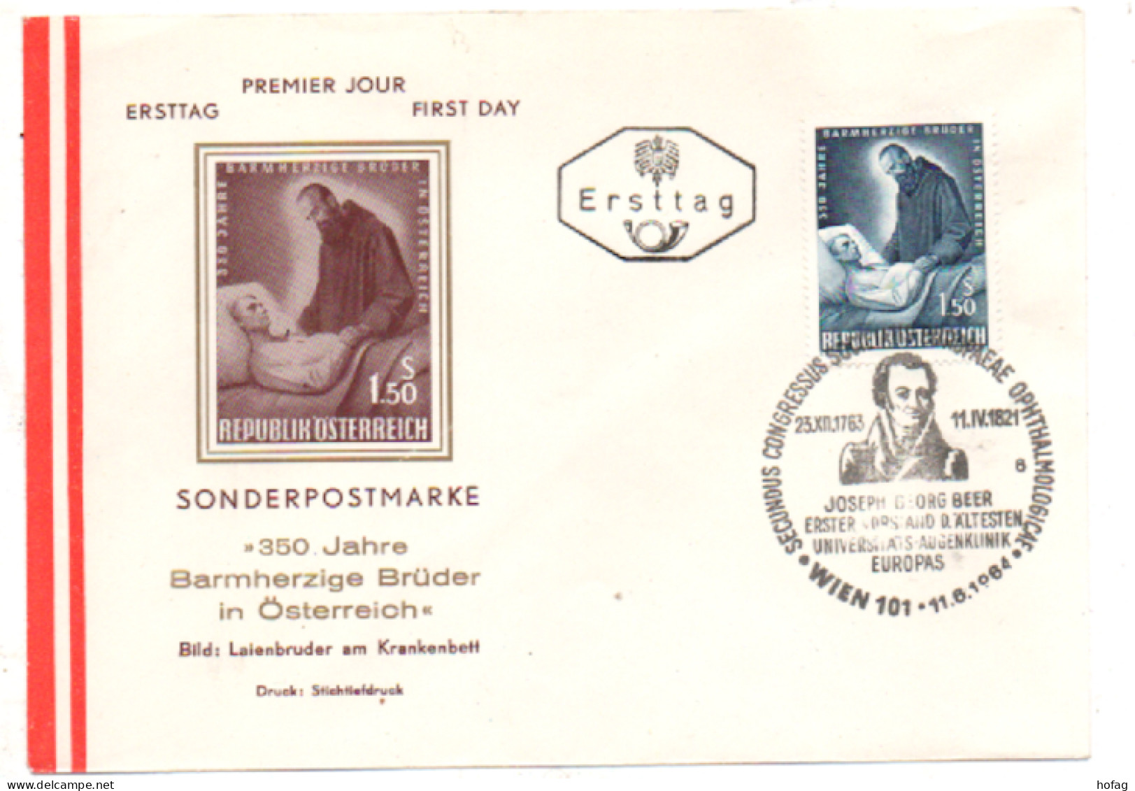 Österreich 1964 MiNr.: 1155 Barmherzige Brüder; Austria FDC Scott:728 YT: 992 Sg: 1419 - FDC