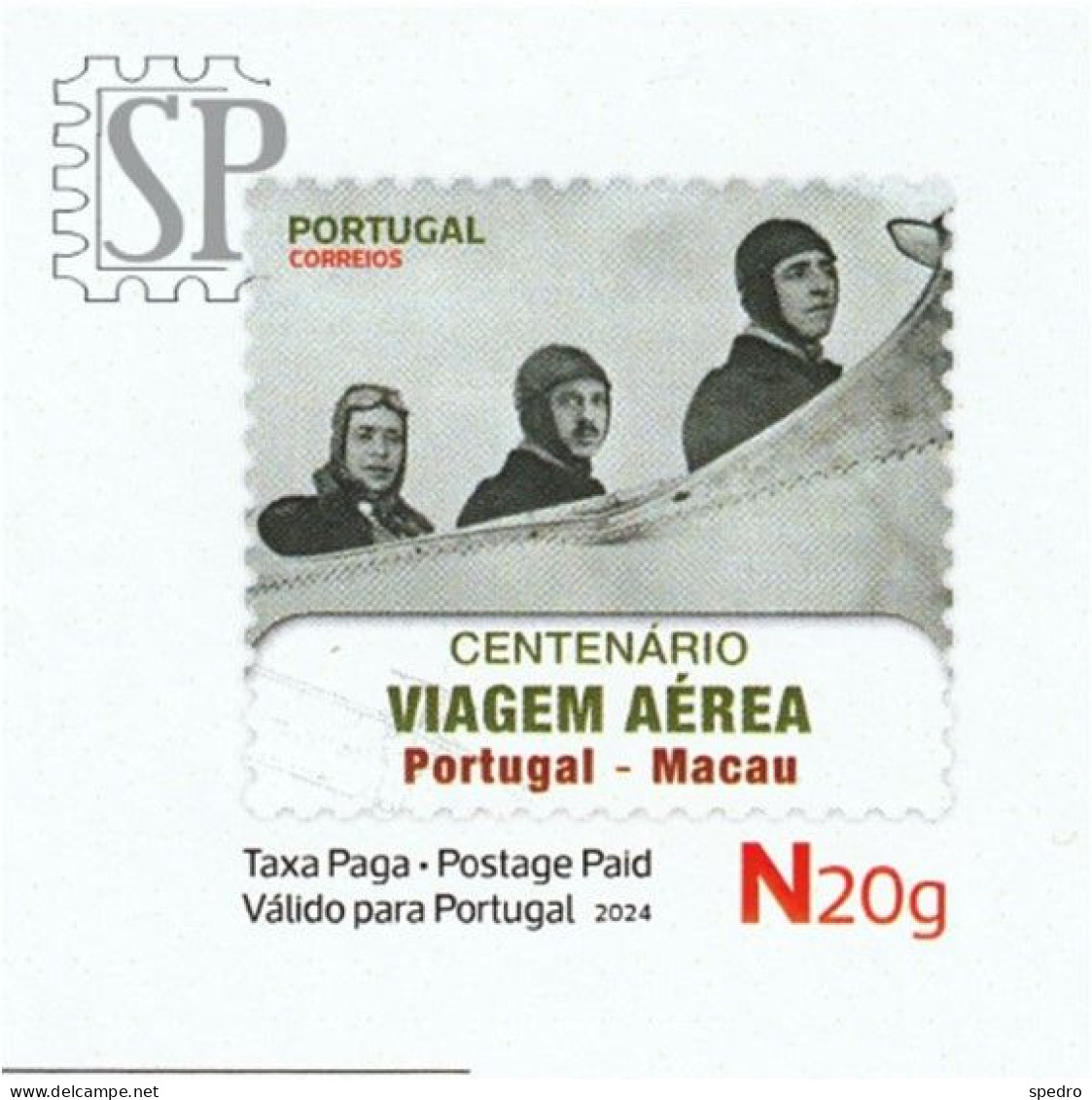 Portugal 2022 1 Bilhete Postal 100 Anos Viagem Aérea Portugal Macau Brito Pais Sarmento De Beires Manuel Gouveia Inteiro - Ganzsachen