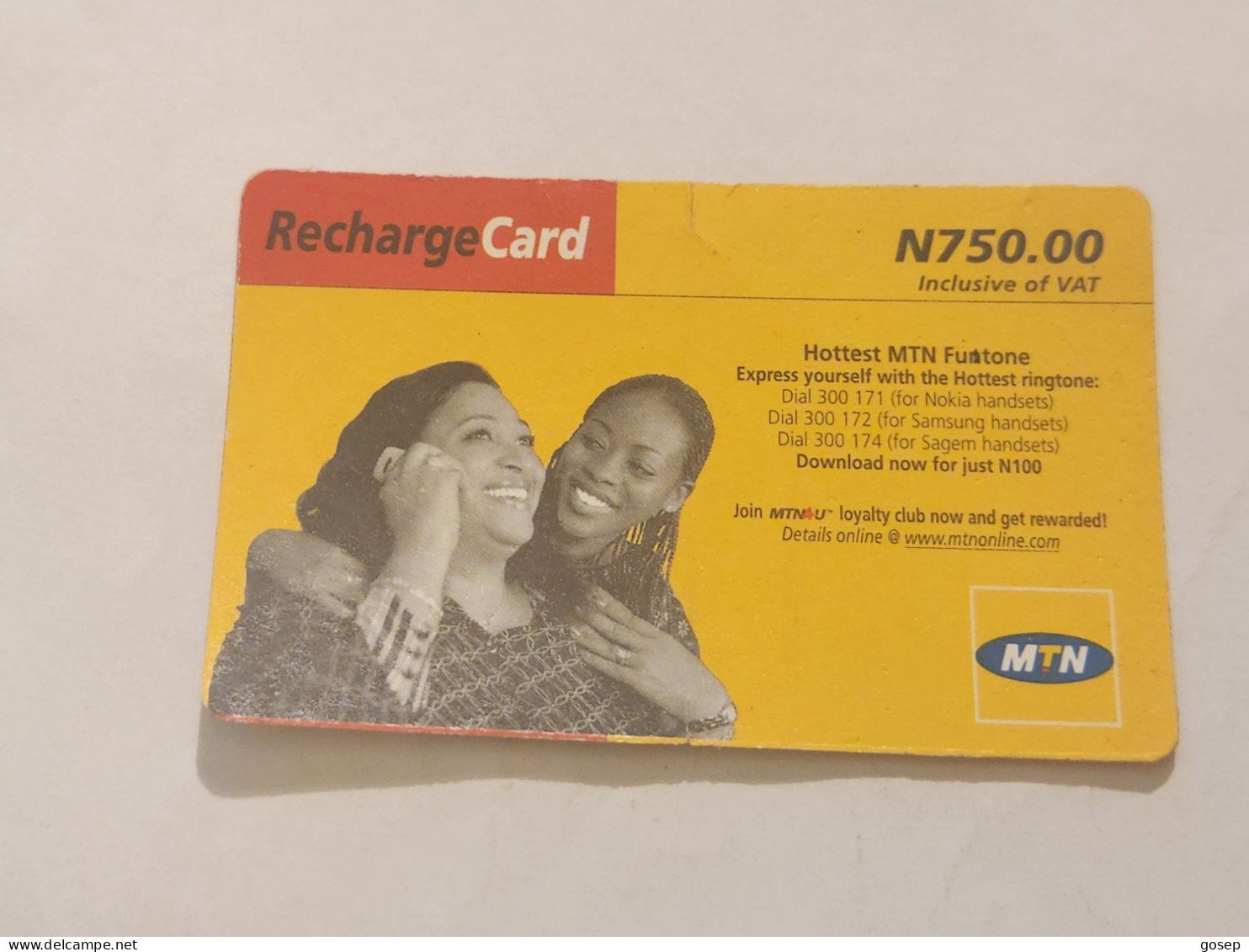 NIGERIA(NG-MTN-REF-0015B)-Mother And Daughter-(62)-(5688-9056-9996)-(N750.00-out Side Plastic)-used Card - Nigeria