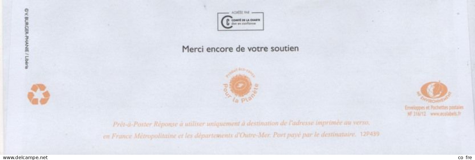 France, Post-réponse ACTION CONTRE LA FAIM - Listos Para Enviar: Respuesta /Beaujard