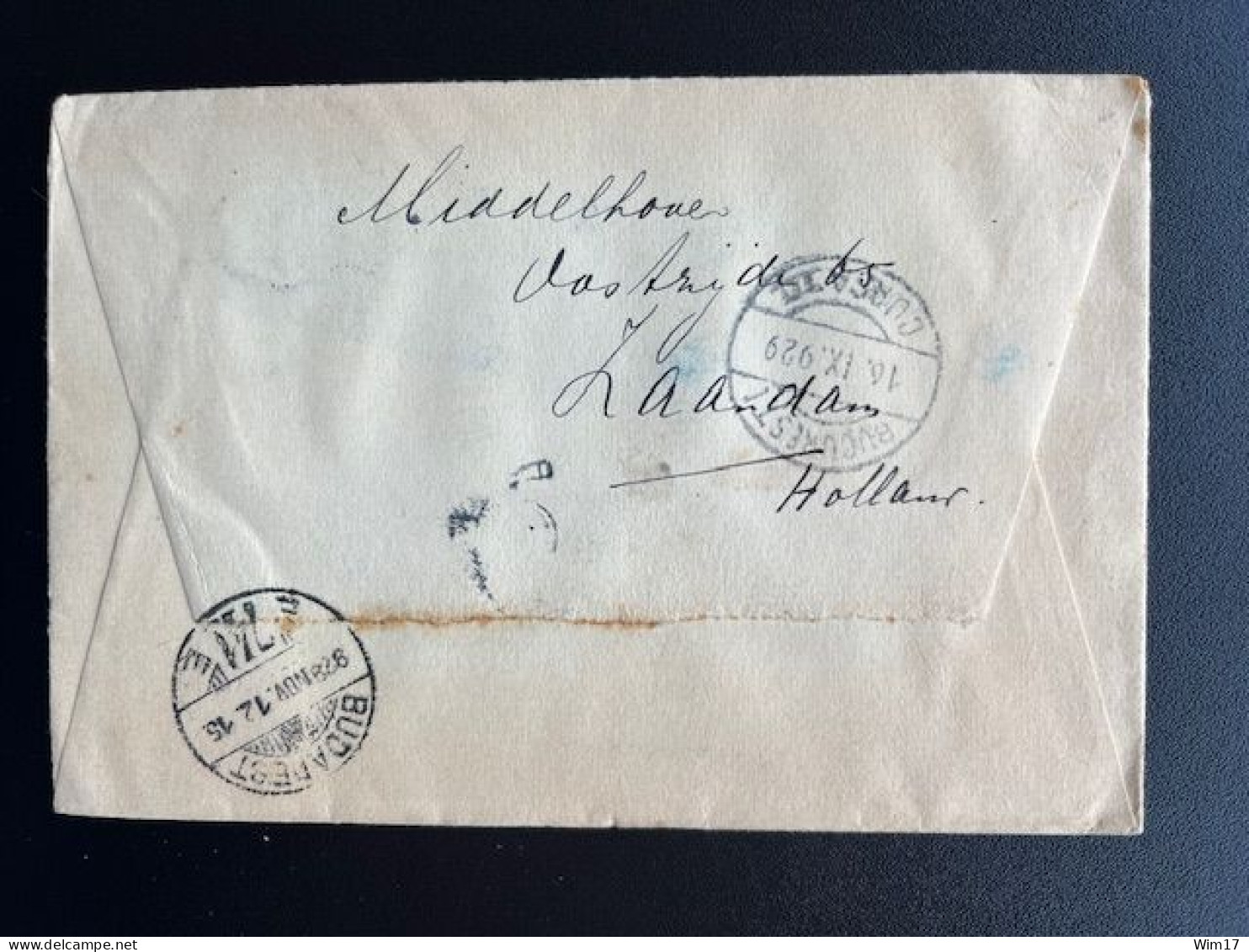 NETHERLANDS 1929 LETTER ZAANDAM TO VIENNA WIEN BY BUDAPEST & BUCHAREST 10-11-1929 NEDERLAND - Covers & Documents