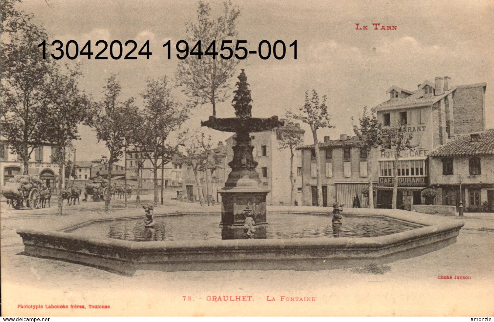 GRAULHET. Cpa Pionnière.  - La Fontaine.   (scans Recto-verso) - Graulhet