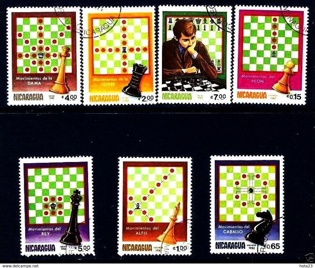 Chess Schach Ajedrez Echecs 1983 Nicaragua Used 7 Stamps (Lot - 20 - 304) - Nicaragua