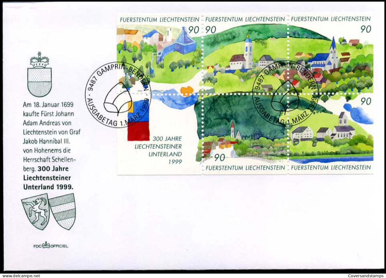 Liechtenstein - FDC - 300 Jahre Liechtensteiner Unterland - FDC