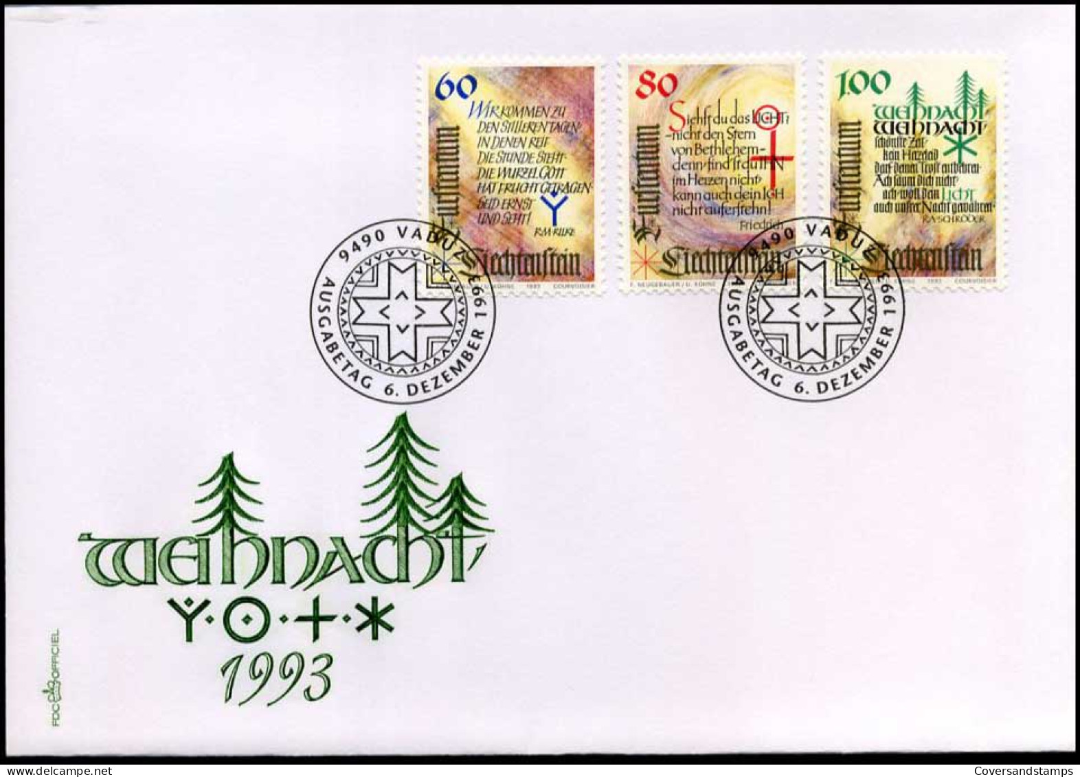 Liechtenstein - FDC -  Weihnacht 1993 - FDC