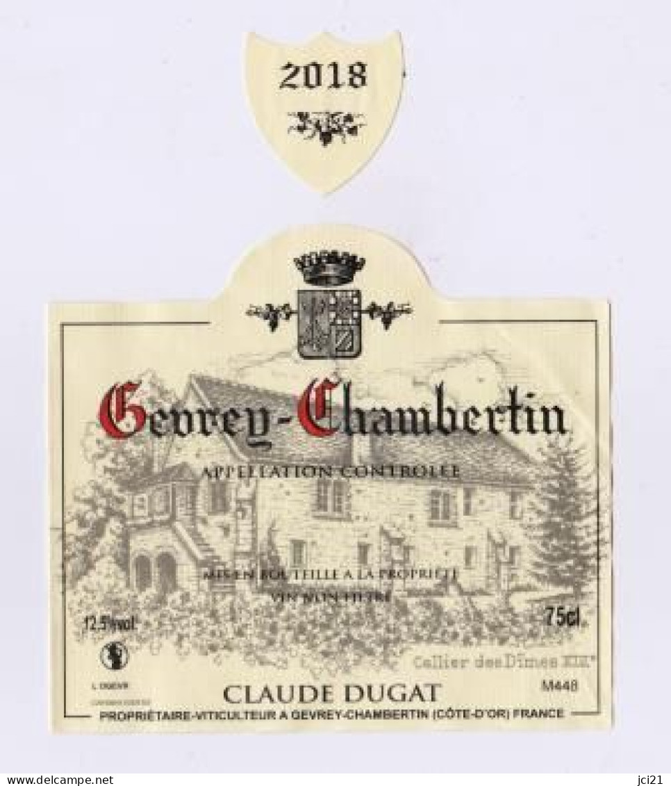 Étiquette Et Millésime " GEVREY-CHAMBERTIN 2018 " Claude DUGAT Propriétaire-Viticulteur (1730)_ev742 - Bourgogne