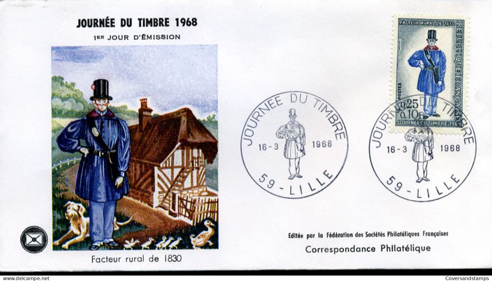 France - FDC -  1549 - Journée Du Timbre 1968 - 1960-1969