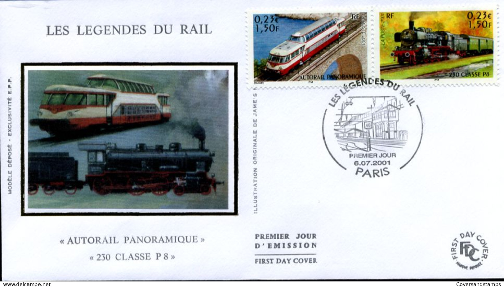 France - FDC -  3413 + 3414 - Les Légendes Du Rail - 2000-2009