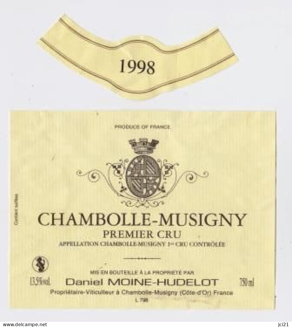 Étiquette Et Millésime " CHAMBOLLE-MUSIGNY 1er Cru 1998 " Daniel Moine-Hudelot (2838)_ev401 - Bourgogne