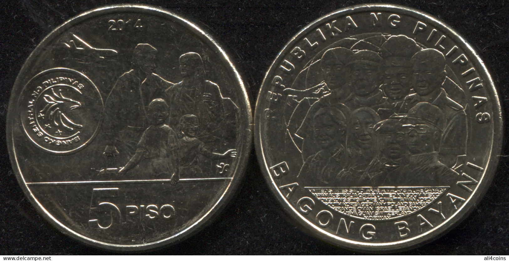 Philippines 5 Piso. 2014 (Coin KM#NL. Unc) Filipino Overseas Worker - Filippine