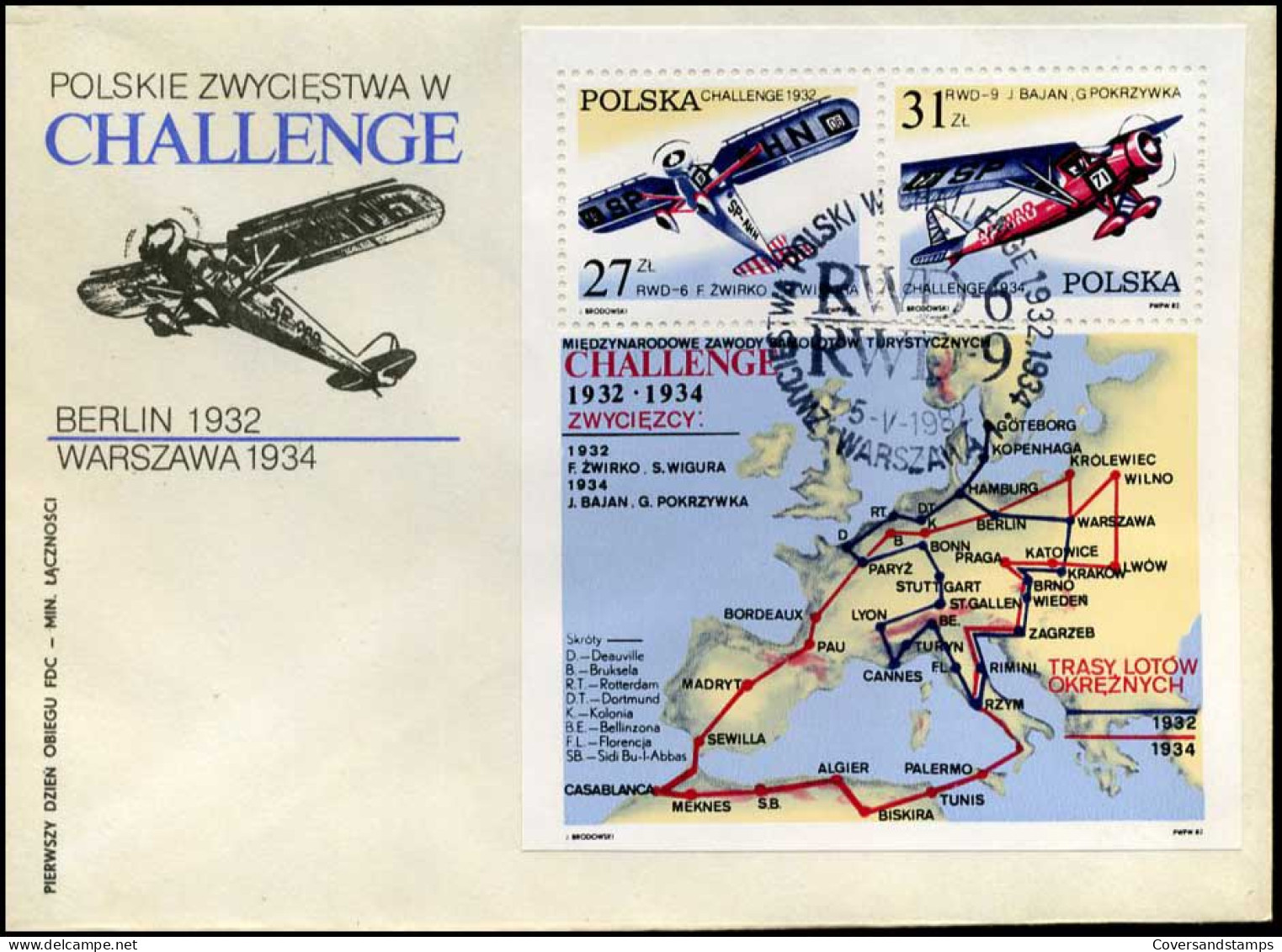 Polen - FDC -  Polskie Zwyciestwa W Challenge - Vliegtuigen / Planes - FDC