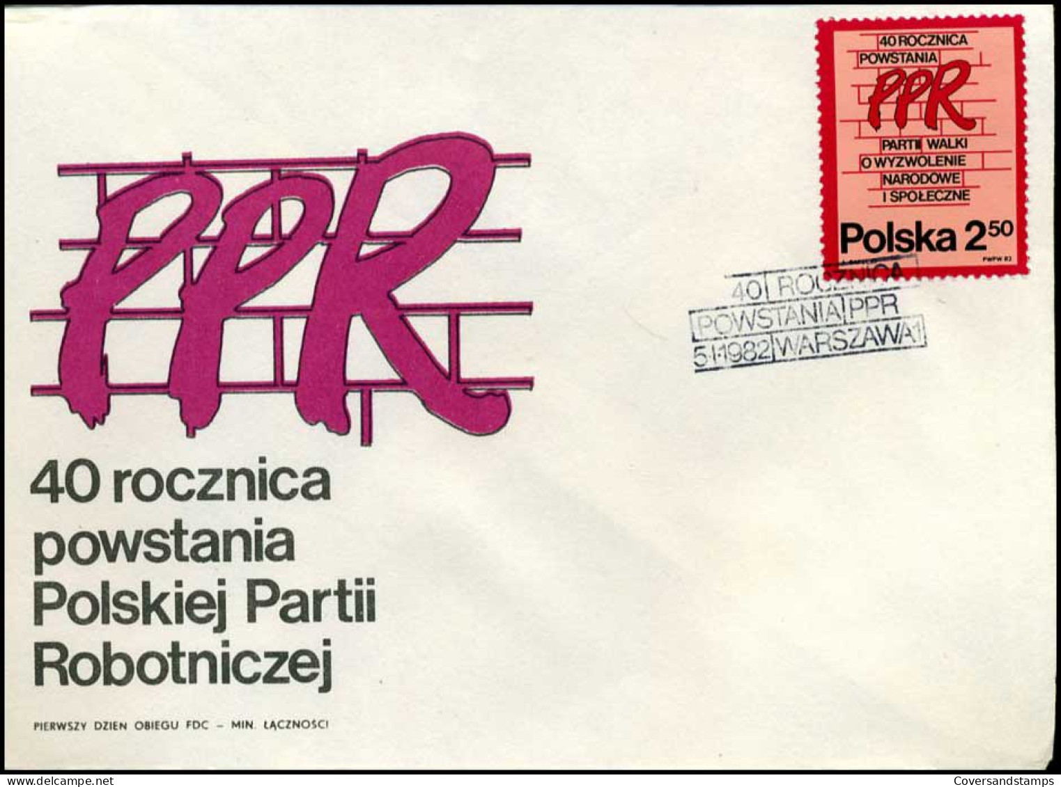 Polen - FDC -  40 Roznica Powstania Polskiej Partii Robotniczej - FDC