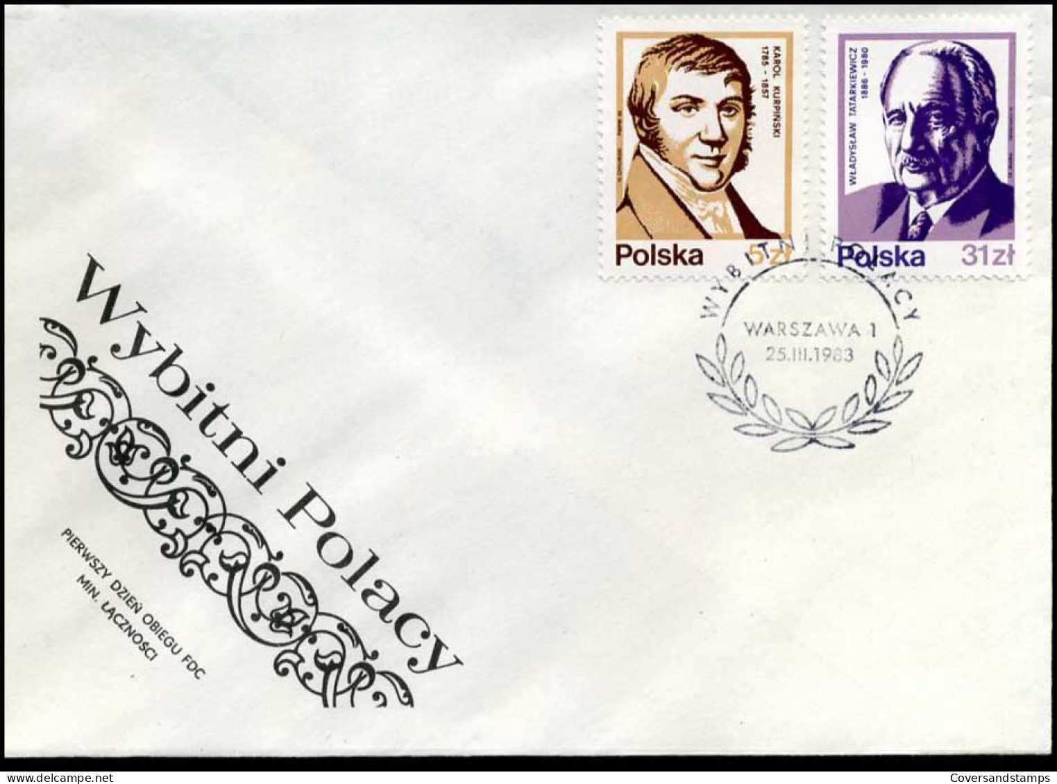 Polen - FDC -  Karol Kurpinski - Wladyslaw Tatrkiewicz - FDC