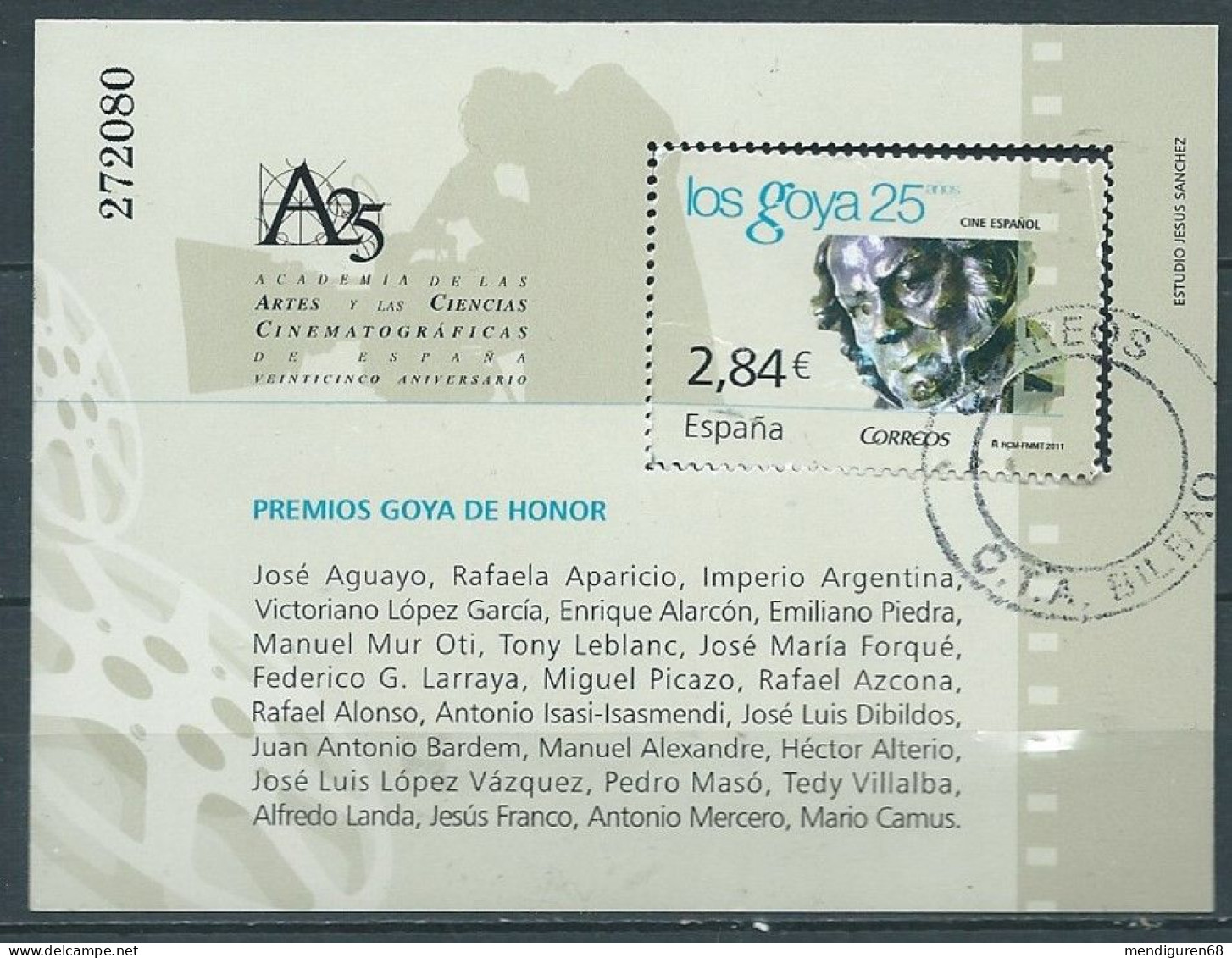 ESPAGNE SPANIEN SPAGNA SPAIN ESPAÑA 2011 MS CINEMA AWARDS PREMIOS GOYA USED ED 4650 YT BF197-4311 MI B207-4606 SC SH3791 - Used Stamps