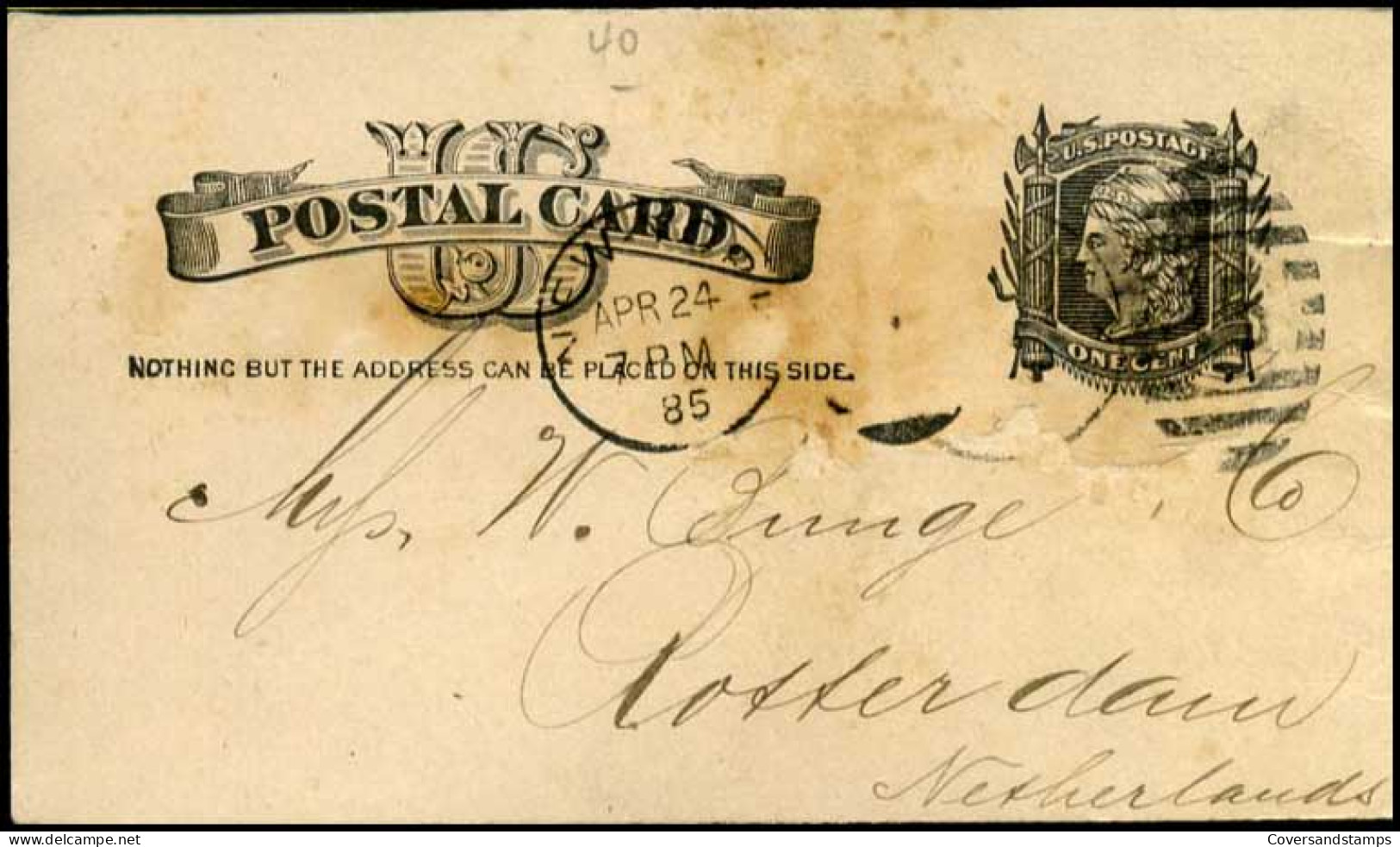 USA - Postal Card From New York To Rotterdam  In The Netherlands - ...-1900