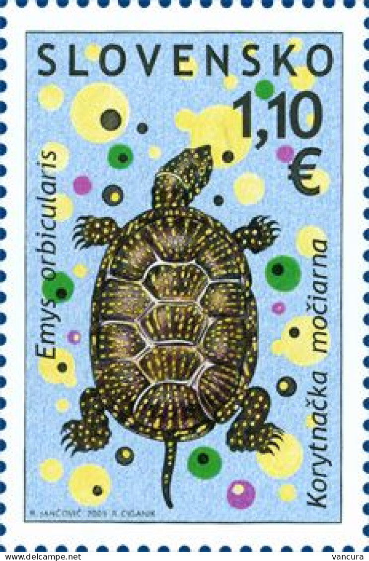 461-2 Slovakia Protected Animals - Turtle And Newt 2009 - Tortues