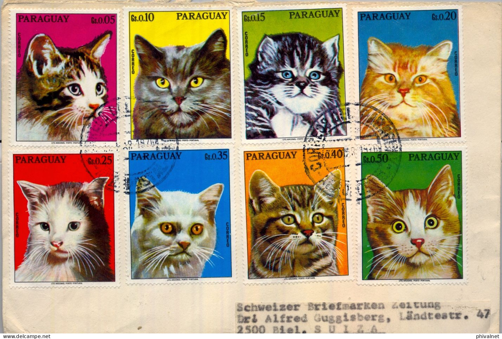 1976 PARAGUAY , ASUNCIÓN - BIEL , CERTIFICADO AEROPOSTAL , GATOS , CATS , CHILE , PINOCHET - Paraguay