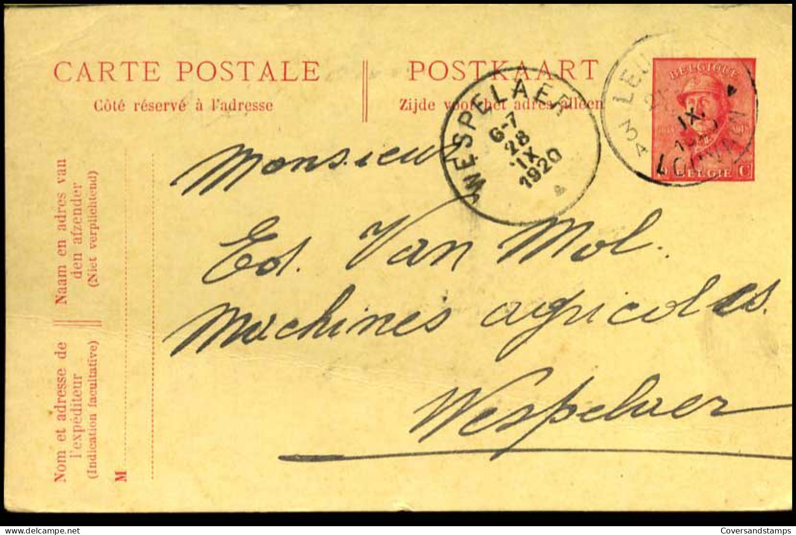 Postkaart - Postkaart Naar Wespelaer - Postcards 1909-1934