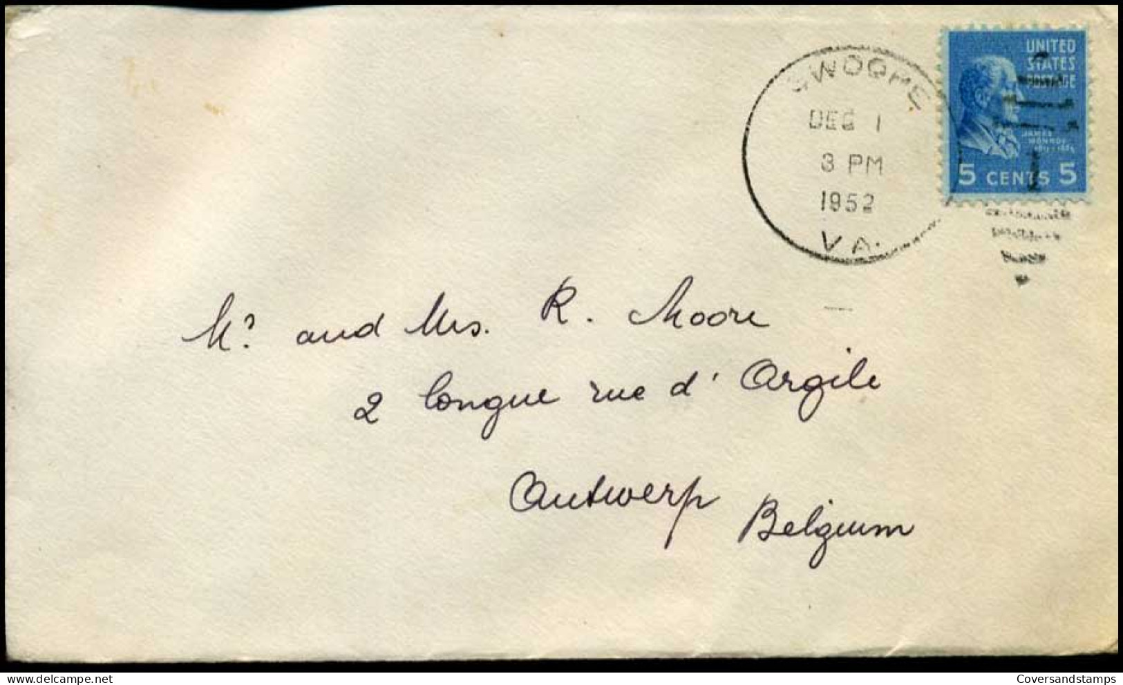 Cover From USA To Antwerp, Belgium - Lettres & Documents