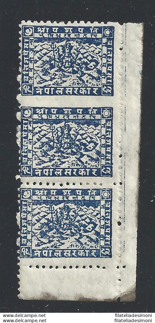 1946 NEPAL, SG N° 62+62a  32 P. Blu MH/* COPPIA NON DENTELLATA - Nepal