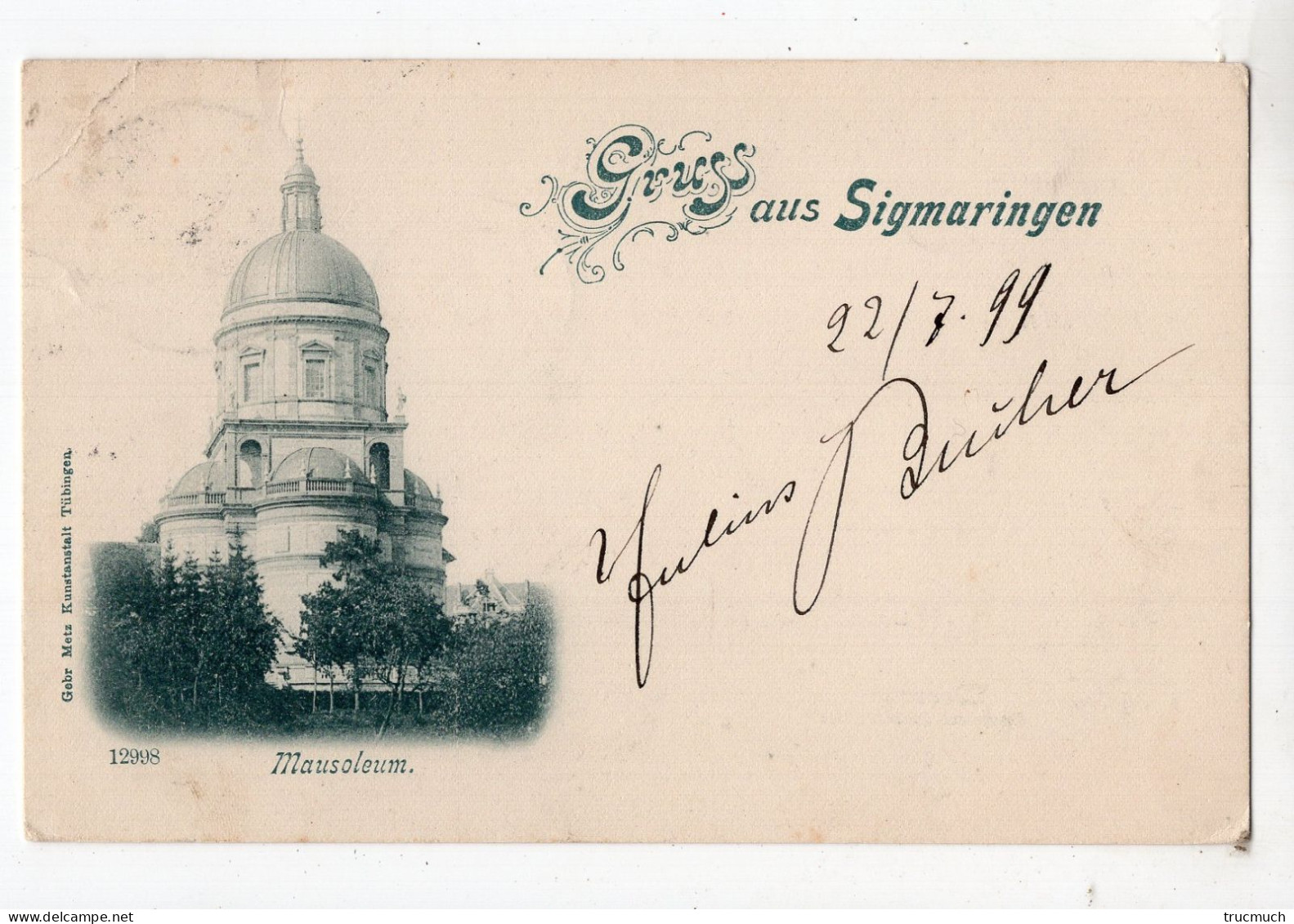 38 - Gruss Aus SIGMARINGEN *1899* Mausoleum - Sigmaringen