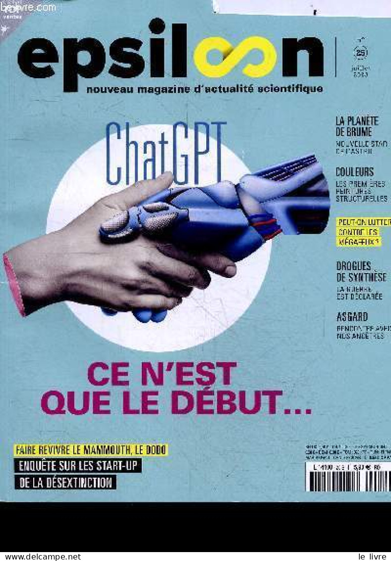 Epsilon N°25 Juillet 2023 - ChatGPT Ce N'est Que Le Debut - Faire Revivre Le Mammouth, Le Dodo Enquete Sur Les Start Up - Andere Tijdschriften