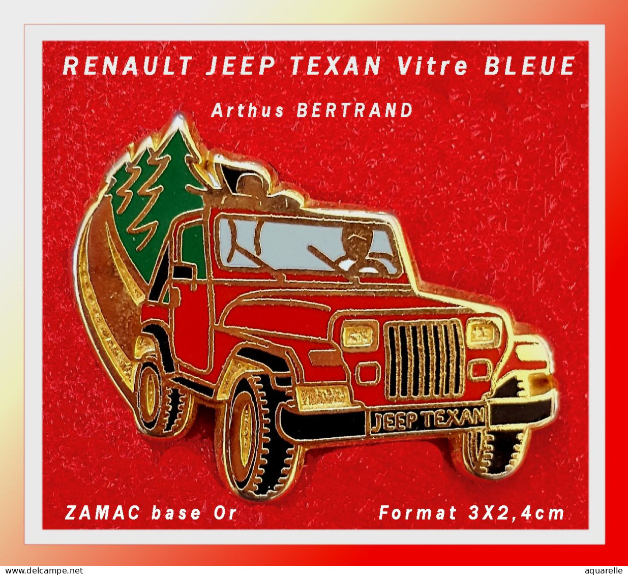 SUPER PIN'S AUTOMOBILE : LA JEEP TEXAN, RENAULT, Arthus BERTRAND En Zamac Or, Format 3X2,2cm - Renault