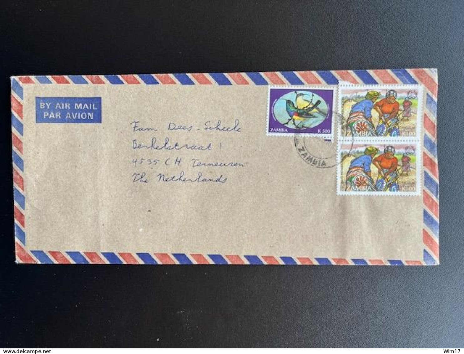 ZAMBIA 1993 AIR MAIL LETTER TO TERNEUZEN NETHERLANDS 22-08-1993 - Zambie (1965-...)