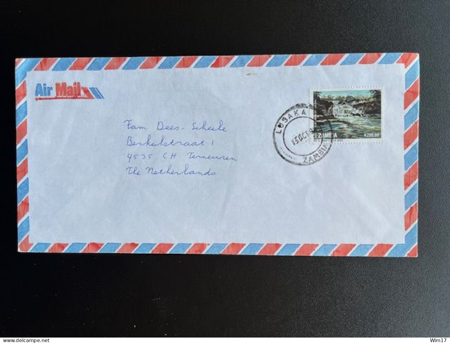 ZAMBIA 1993 AIR MAIL LETTER LUSAKA TO TERNEUZEN NETHERLANDS 13-10-1993 - Zambie (1965-...)