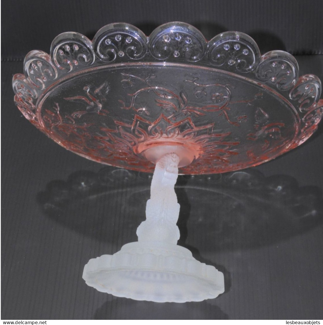 -BELLE COUPE/PIED CRISTAL BACCARAT PIED DAUPHIN COUPE ROSE Mod. Renaissance  E