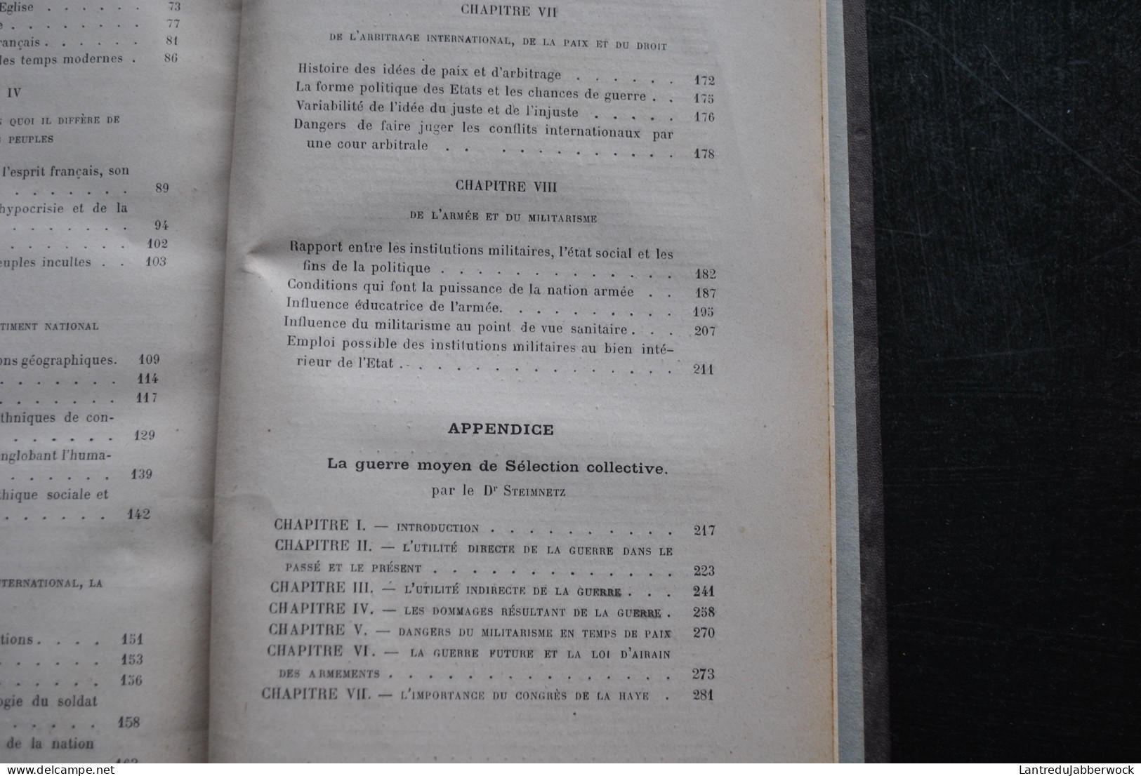 CONSTANTIN LE ROLE SOCIOLOGIQUE DE LA GUERRE ET LE SENTIMENT NATIONAL - STEINMETZ MOYEN DE SELECTION COLLECTIVE 1907