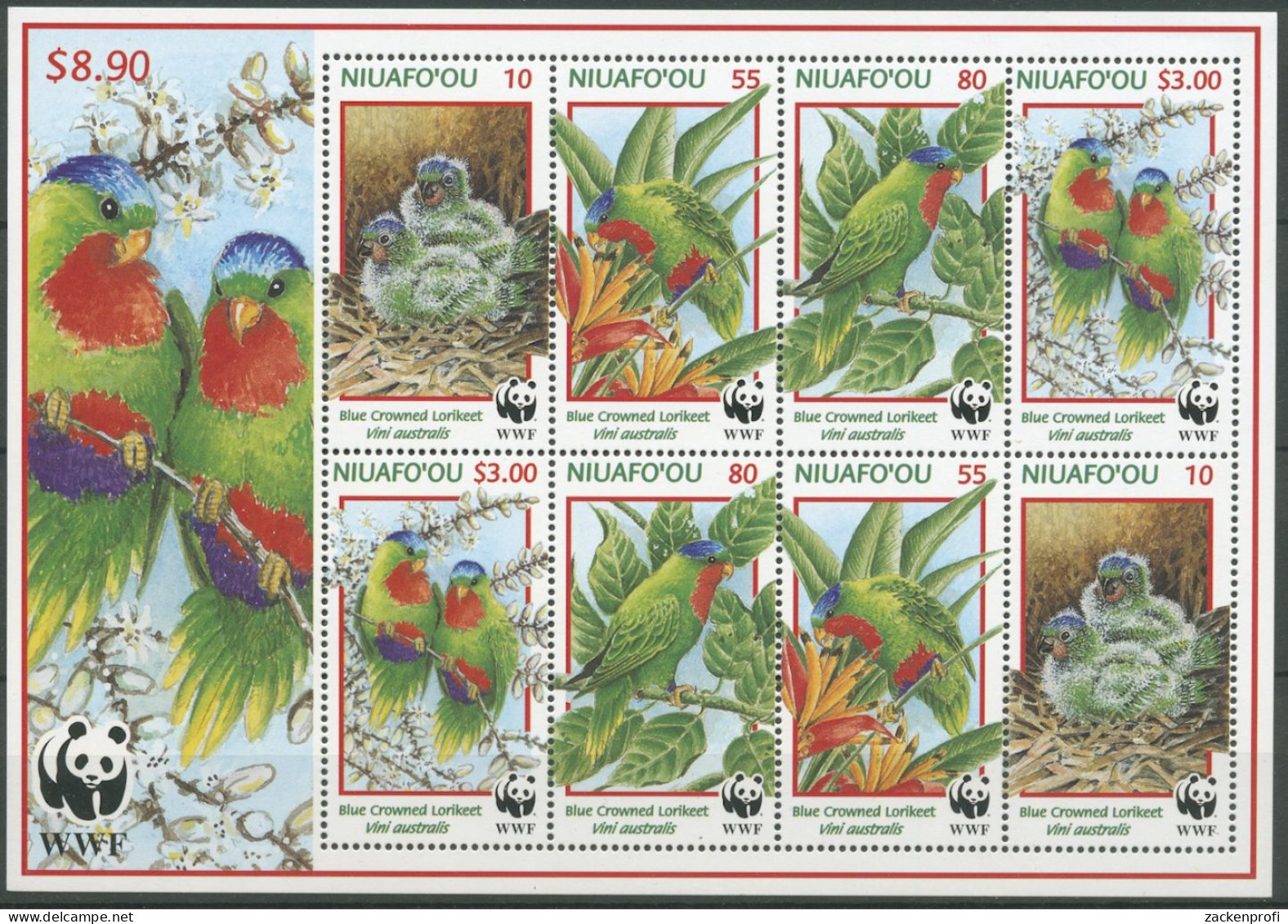 Niuafo'ou 1998 WWF Naturschutz Blaukäppchen Papagei 326/29 K Postfrisch (C26741) - Tonga (1970-...)