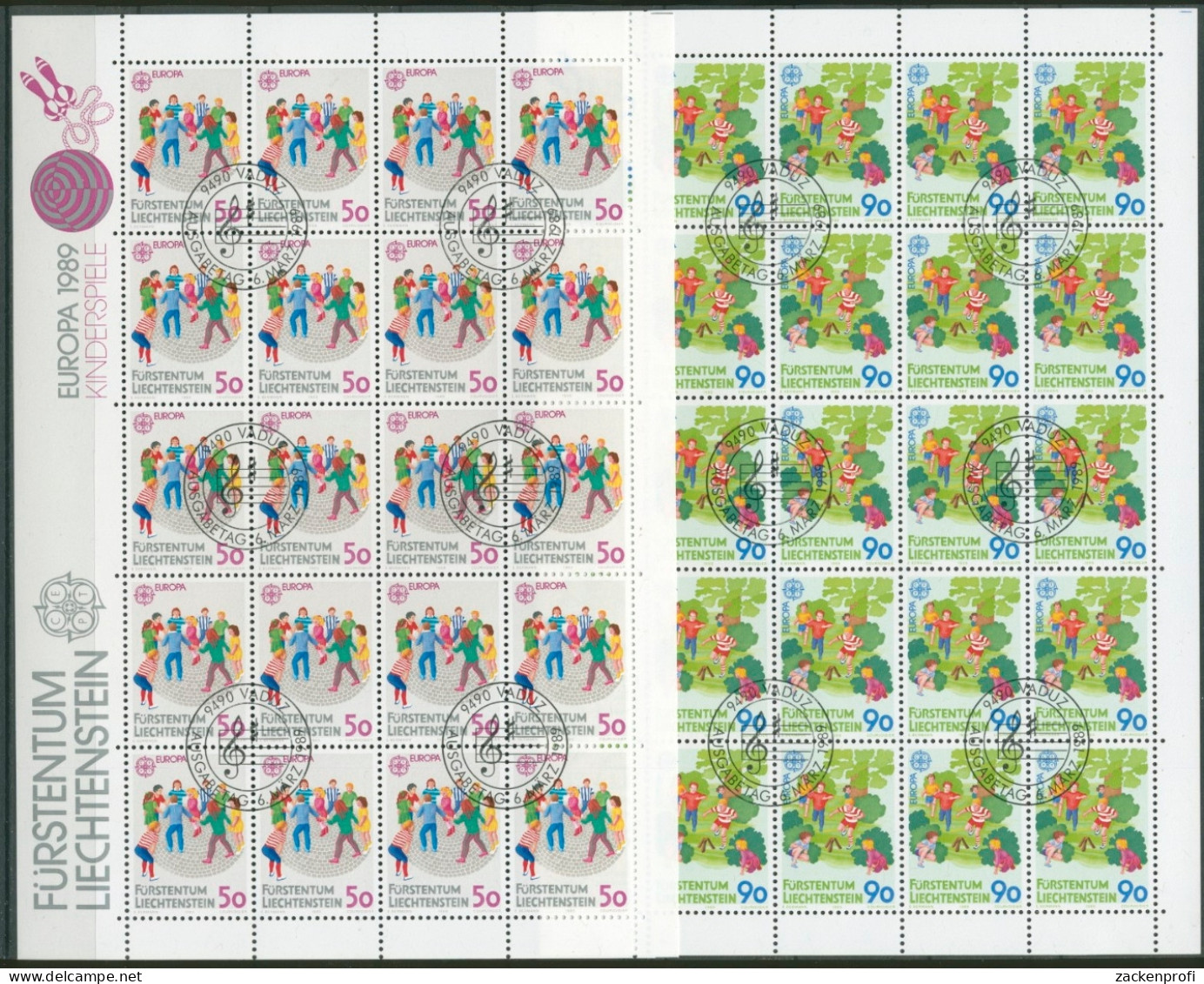 Liechtenstein 1989 Europa CEPT Kinderspiele Bogensatz 960/61 Gestempelt (C16312) - Blocks & Sheetlets & Panes