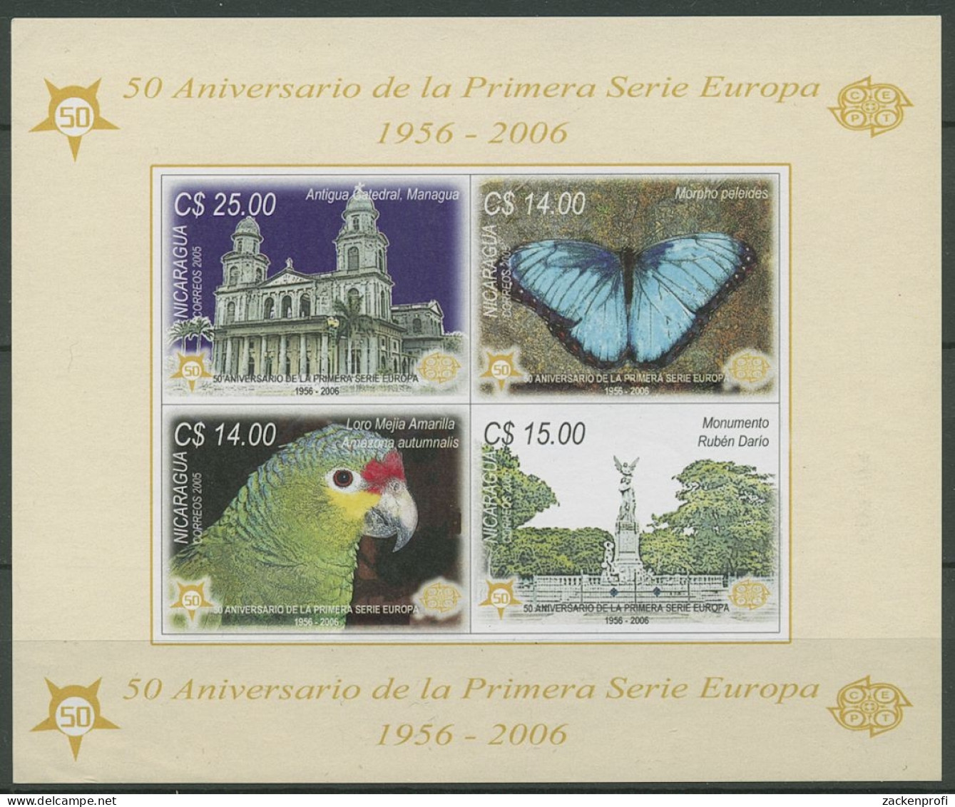 Nicaragua 2005 50 J. Europamarken Schmetterling Block 329 Postfrisch (C25312) - Nicaragua