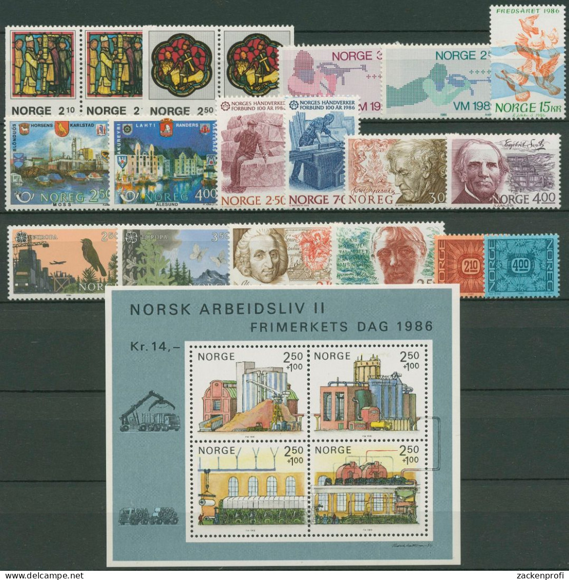 Norwegen 1986 Jahrgang Komplett 940/60, Block 6 Postfrisch (SG16945) - Neufs