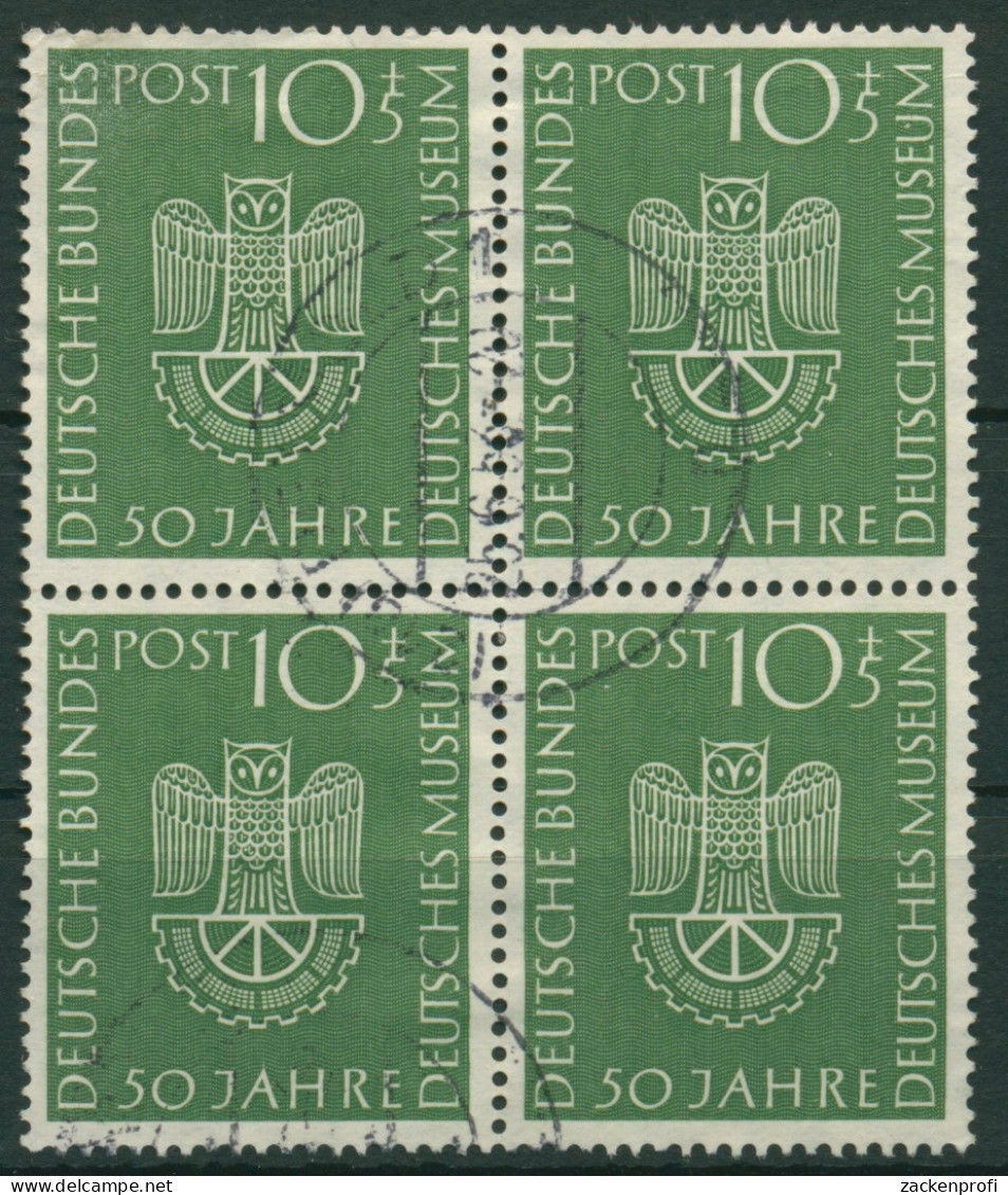 Bund 1953 50 Jahre Dt. Museum München 163 4er-Block Gestempelt, Kl. Fehler - Used Stamps